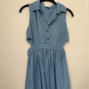blue white polka dot sundress